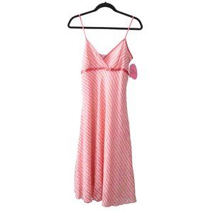 Y2K Volume One Dress Size 11 NOS Deadstock Pink Striped Midi Seersucker Sun Slip